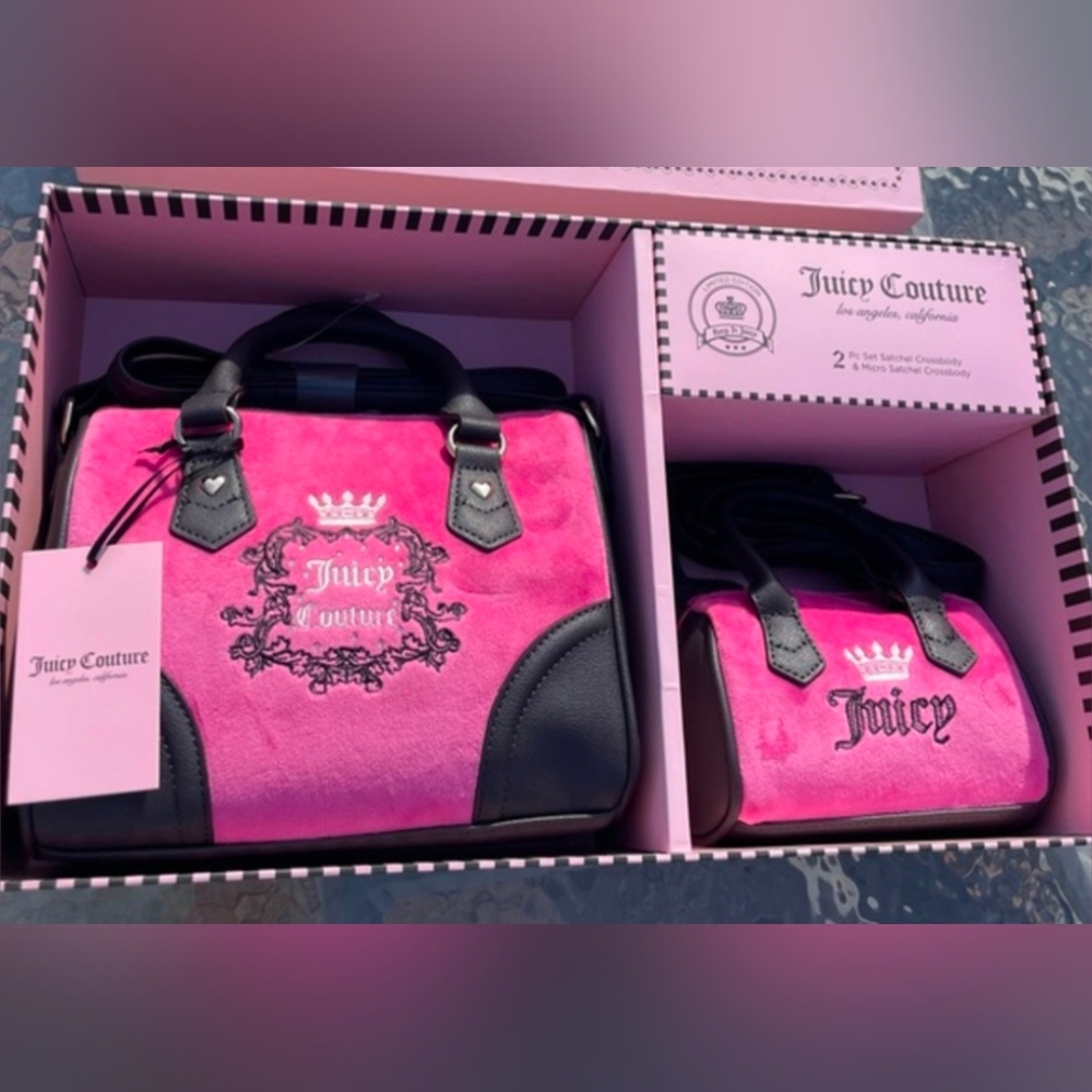 Juicy Couture Heritage Mommy and Me Hot Pink Satchel Set - Picture 2 of 9
